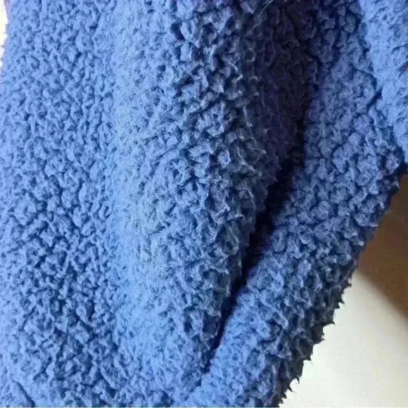 Aerie Pullover 1/4 Zip Women Small Denim Blue Oversized Long Sleeve Sherpa NWOT - Picture 4 of 9